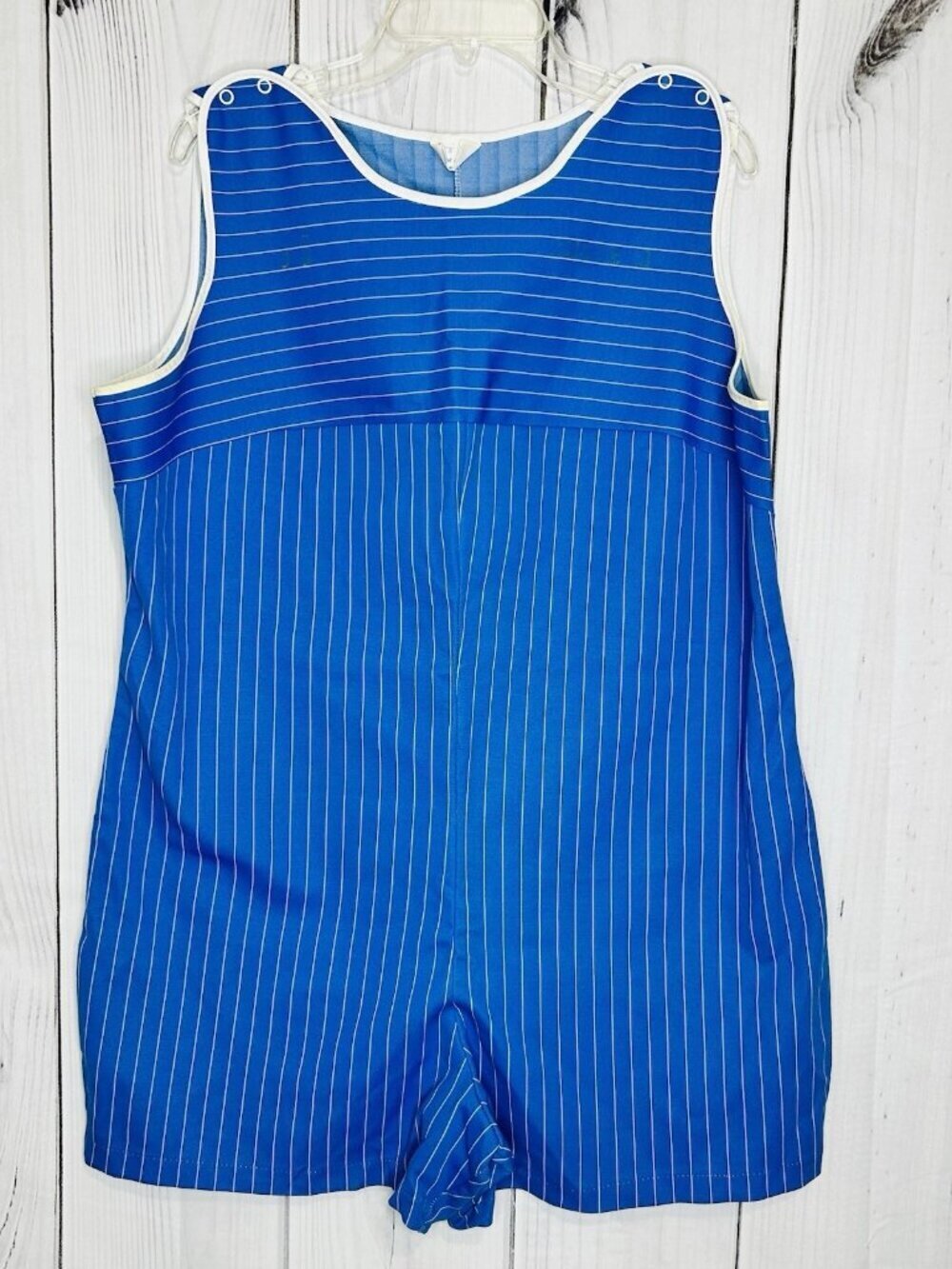 Vintage Romper PE Tank Top 60s Gym Class Physical Education Sz XXL Blue Striped